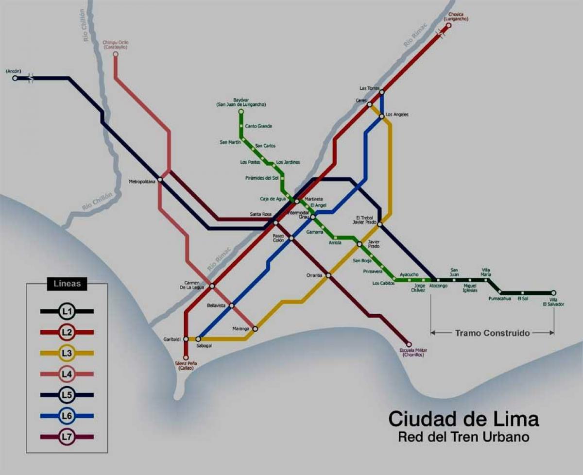 Lima, peru mapa do metrô
