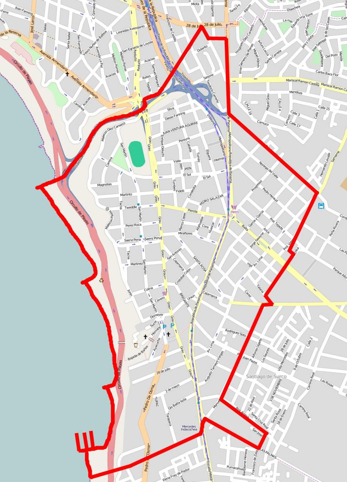 Mapa do barranco, em Lima