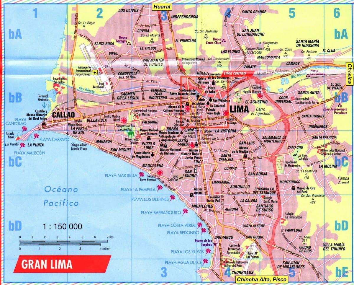 Mapa de Lima atrações