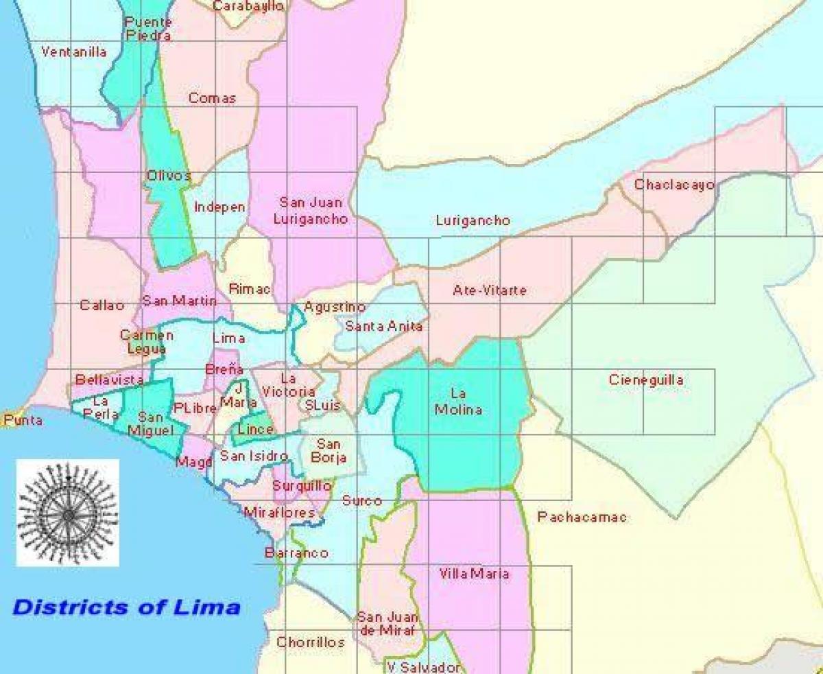 mapa de Lima, no peru distritos