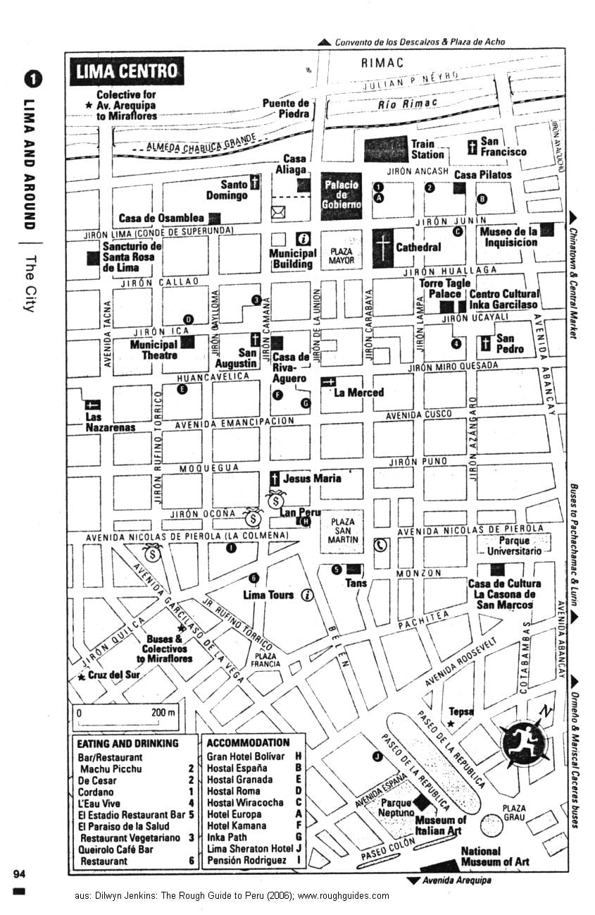 Mapa de Lima passeio a pé