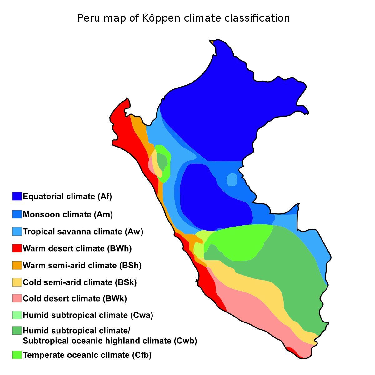 Mapa do peru clima